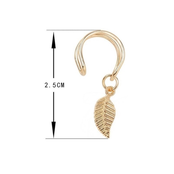 NEW Ear Cuff with Leaf Dangle Clip Earrings Gold - Picture 2 of 4